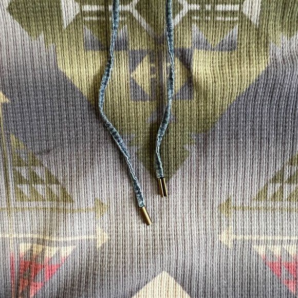 Chaps Western Womens M Aztec Lightweight Thermal Waffle Knit Hoodie Pullover - Picture 5 of 8